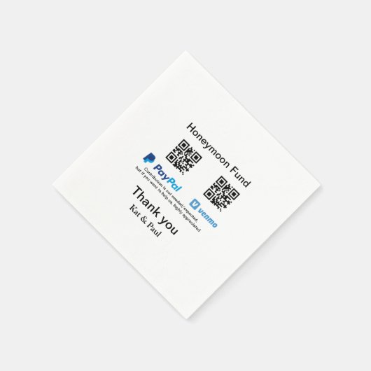 Honeymoon Fund PayPal Venmo QR Code Vielen Dank Serviette (Ecke)