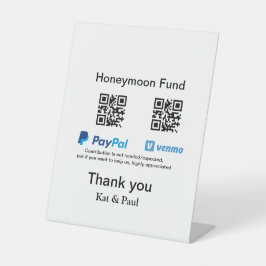 Honeymoon Fund PayPal Venmo QR Code Vielen Dank Sockelschild