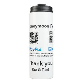 Honeymoon Fund PayPal Venmo QR Code Vielen Dank Thermosbecher