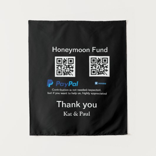 Honeymoon Fund PayPal Venmo QR Code Vielen Dank Wandteppich (Vorderseite)