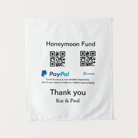 Honeymoon Fund PayPal Venmo QR Code Vielen Dank Wandteppich (Vorderseite)