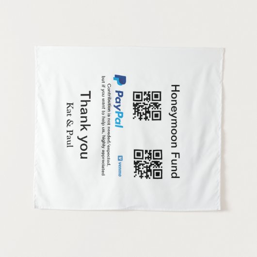 Honeymoon Fund PayPal Venmo QR Code Vielen Dank Wandteppich (Vorderseite (Horizontal))