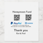 Honeymoon Fund PayPal Venmo QR Code Vielen Dank Weinetikett (Einzelnes Label)