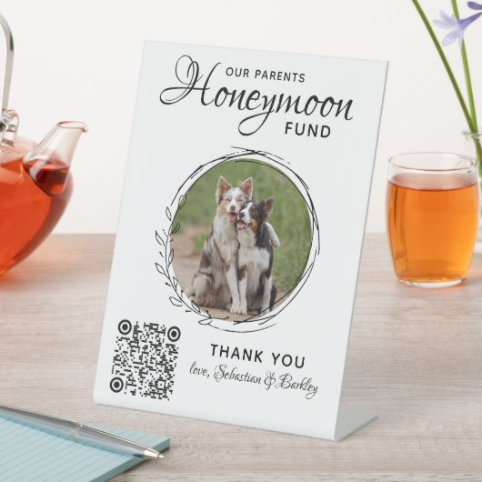 Honeymoon Fund Pet Dog Wedding Photo Venmo QR Code Sockelschild (In Situ)