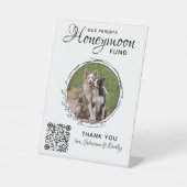 Honeymoon Fund Pet Dog Wedding Photo Venmo QR Code Sockelschild (Vorderseite)
