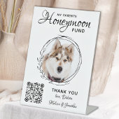 Honeymoon Fund Pet Wedding QR Code Dog Foto Sockelschild