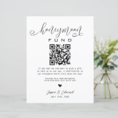 Honeymoon Fund Qr Code Black Chic Modern Minimal (Stehend Vorderseite)