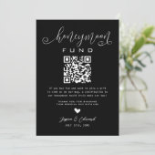 Honeymoon Fund Qr Code Black Chic Modern Minimal (Stehend Vorderseite)