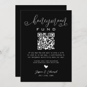 Honeymoon Fund Qr Code Black Chic Modern Minimal (Vorne/Hinten)