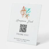 Honeymoon Fund QR Code Coastal Wedding Elegant Sockelschild (Vorderseite)
