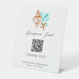 Honeymoon Fund QR Code Coastal Wedding Elegant Sockelschild