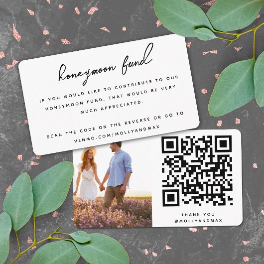 Honeymoon Fund QR Code Digital Wedding Registry Begleitkarte
