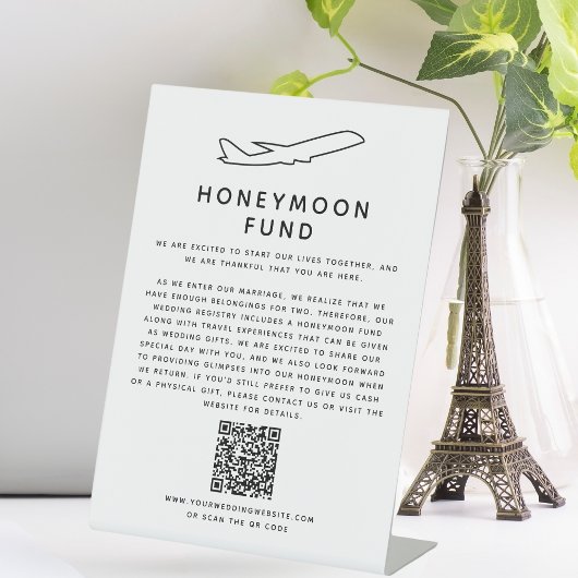 Honeymoon Fund QR Code Digital Wedding Registry Sockelschild
