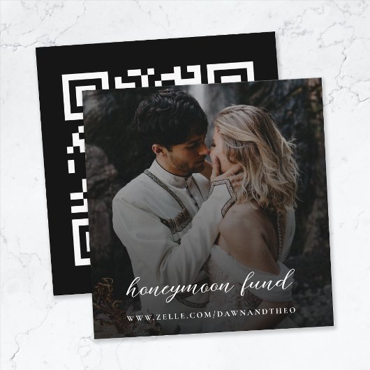 Honeymoon Fund | QR Code Elegantes Foto Hochzeit Begleitkarte