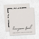 Honeymoon Fund | QR Code für digitale Hochzeitregi Begleitkarte<br><div class="desc">Einfache, stilvolle Hochzeitsflitterwochen-Fondskarte in einem modernen minimalistischen Design mit einer eleganten Naturskripttypografie auf einem klassischen Taubengrauen Hintergrund und einem informellen Schriftart im handschriftlichen Stil. Der Text kann leicht mit Ihrem Titel, Zahlungs-URL (PayPal, Venmo, Zelle usw.) und scannbarem QR-Code für ein einzigartiges Hochzeitsdesign personalisiert werden. Wenn Sie Hilfe bei der Anpassung...</div>