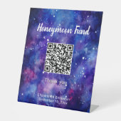 Honeymoon Fund QR Code Galaxy Starry Night Wedding Sockelschild (Vorderseite)