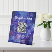 Honeymoon Fund QR Code Galaxy Starry Night Wedding Sockelschild