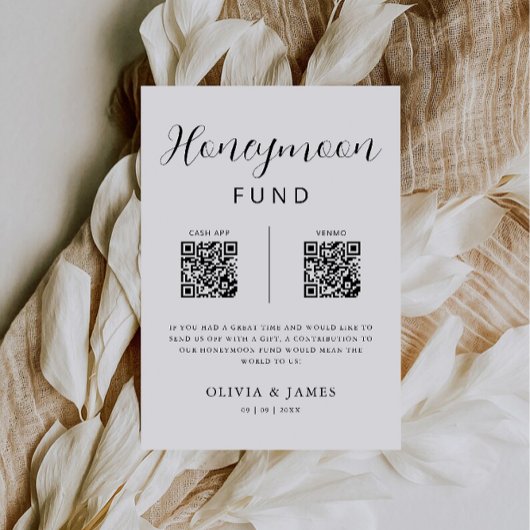 Honeymoon Fund QR Code Minimalistisch, Hochzeit Einladung