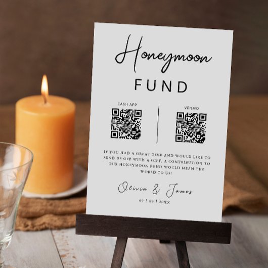 Honeymoon Fund QR Code Minimalistisch, Hochzeit Einladung