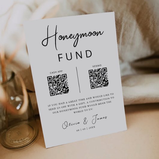 Honeymoon Fund QR Code Minimalistisch, Hochzeit Einladung