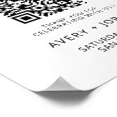 Honeymoon Fund QR Code Minimalistisch Wedding Part Poster (Ecke)