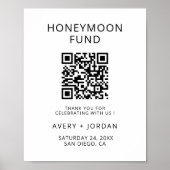 Honeymoon Fund QR Code Minimalistisch Wedding Part Poster (Vorne)