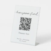 Honeymoon Fund QR Code Minimalit Wedding Modern Sockelschild (Vorderseite)
