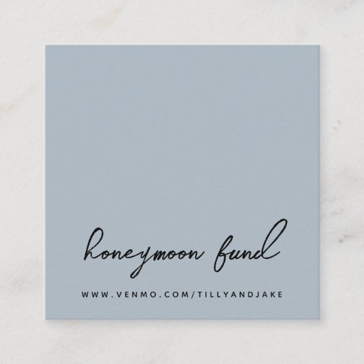 Honeymoon Fund | QR Code Modernes Wedding Blue Gra Begleitkarte (Vorderseite)