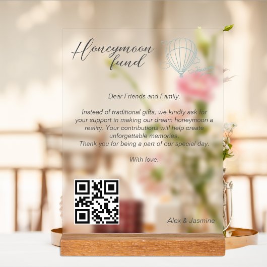 Honeymoon Fund Qr Code Reisefonds Anforderung Gesc Acrylschild