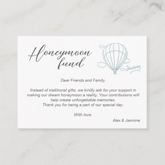 Honeymoon Fund Qr Code Reisefonds Anforderung Gesc Begleitkarte (Vorderseite)