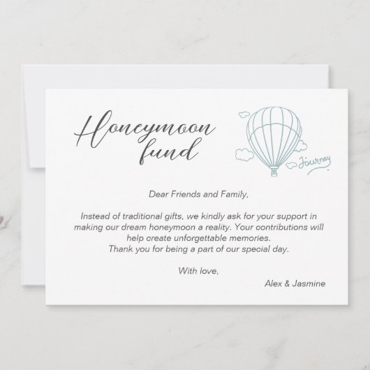 Honeymoon Fund Qr Code Reisefonds Anforderung Gesc Einladung (Vorderseite)