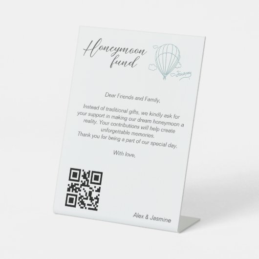 Honeymoon Fund Qr Code Reisefonds Anforderung Gesc Sockelschild (Vorderseite)