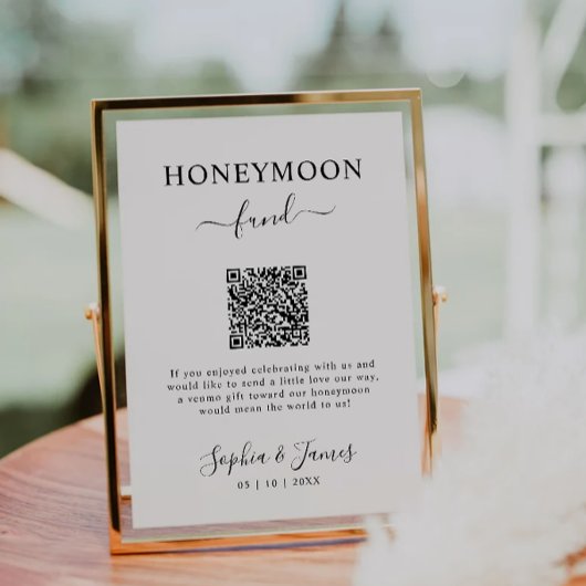 Honeymoon Fund QR Code Schild Druckbar, Hochzeit Einladung