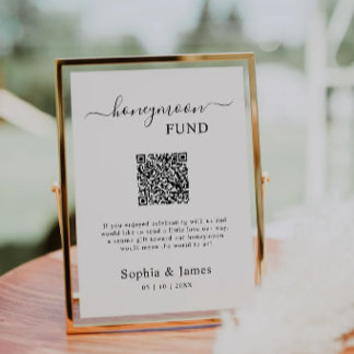 Honeymoon Fund QR Code Schild Druckbar, Hochzeit Einladung