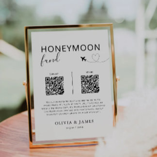 Honeymoon Fund QR Code Sign, Hochzeitsfeiertage in Einladung
