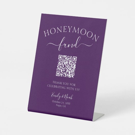 Honeymoon Fund QR Code Signing Minimalistische Hoc Sockelschild (Vorderseite)