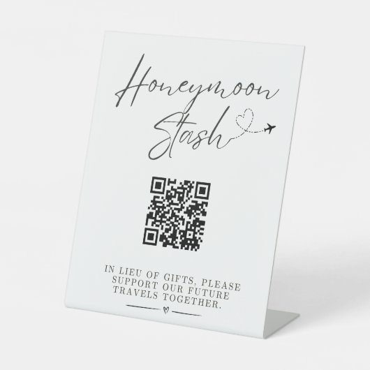 Honeymoon Fund QR Code Tabletop Wedding Sign Sockelschild (Vorderseite)