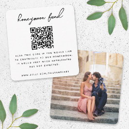 Honeymoon Fund QR Code Wedding Foto Minimal White Begleitkarte