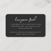 Honeymoon Fund QR Code Wedding Registry Black Begleitkarte (Vorderseite)
