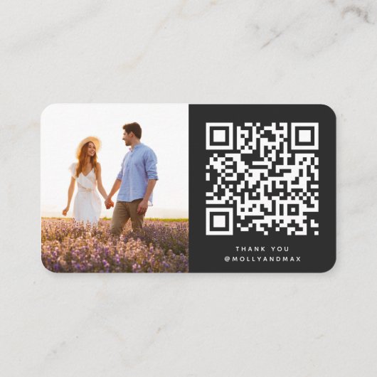 Honeymoon Fund QR Code Wedding Registry Black Begleitkarte (Rückseite)