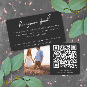 Honeymoon Fund QR Code Wedding Registry Black Begleitkarte