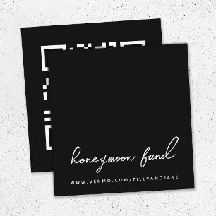 Honeymoon Fund   QR Code Wedding Registry Black Begleitkarte