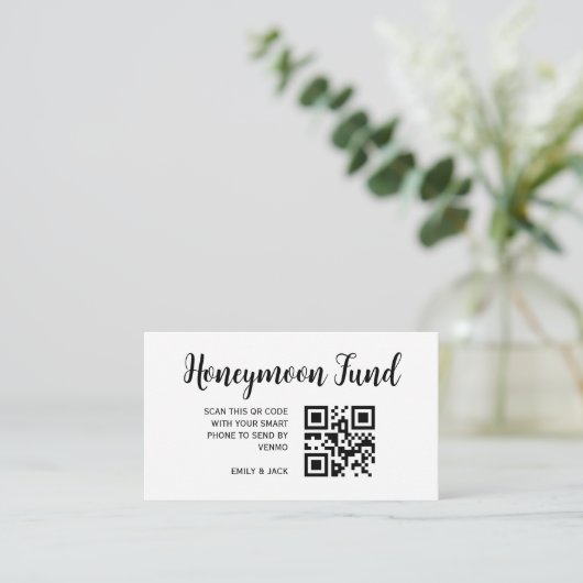 Honeymoon Fund QR Code Wedding Registry Geschenk Begleitkarte (Stehend Vorderseite)