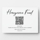 Honeymoon Fund QR Code Wedding Sign Poster Fotoplatte (Vorderseite)