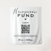Honeymoon Fund QR Moderne Hochzeitsgeschichte Wandteppich (Vorderseite)
