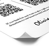 Honeymoon Fund QR Moderne Honeymoon Wish Wedding Poster (Ecke)