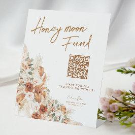 Honeymoon Fund QR Wedding Modern Rustic Sockelschild