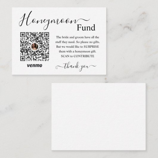 Honeymoon Fund Registry Begleitkarte (Vorne/Hinten)