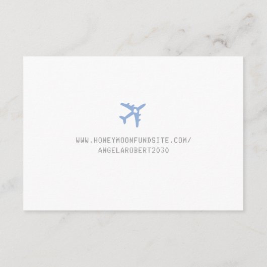 Honeymoon Fund Registry, die eine Well Request Car Begleitkarte (Rückseite)