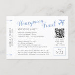 Honeymoon Fund Registry, die eine Well Request Car Begleitkarte<br><div class="desc">Einzigartige und kreative Honeymoon Fund Registry Wish Request Card mit Custom QR Code, die wie ein Retro Boarding Pass Flugzeug Ticket aussieht und ein vorgefertigtes Flitterwochengedicht für das Ehepaar beinhaltet, das Abenteuer und Spaß sucht, anstatt Töpfe, Pfannen und Blätter für das Haus. In staubblauem Perwinkelblau mit Vintagen Flugticketdetails wie einem...</div>